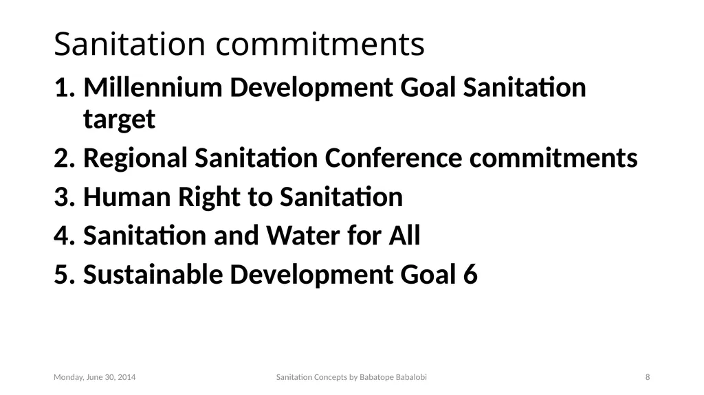 Sanitation concepts Capacity Building workshop for - slide 8 of 25