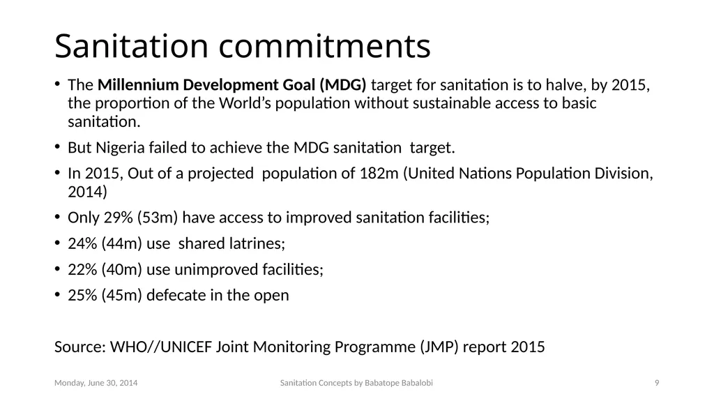Sanitation concepts Capacity Building workshop for - slide 9 of 25