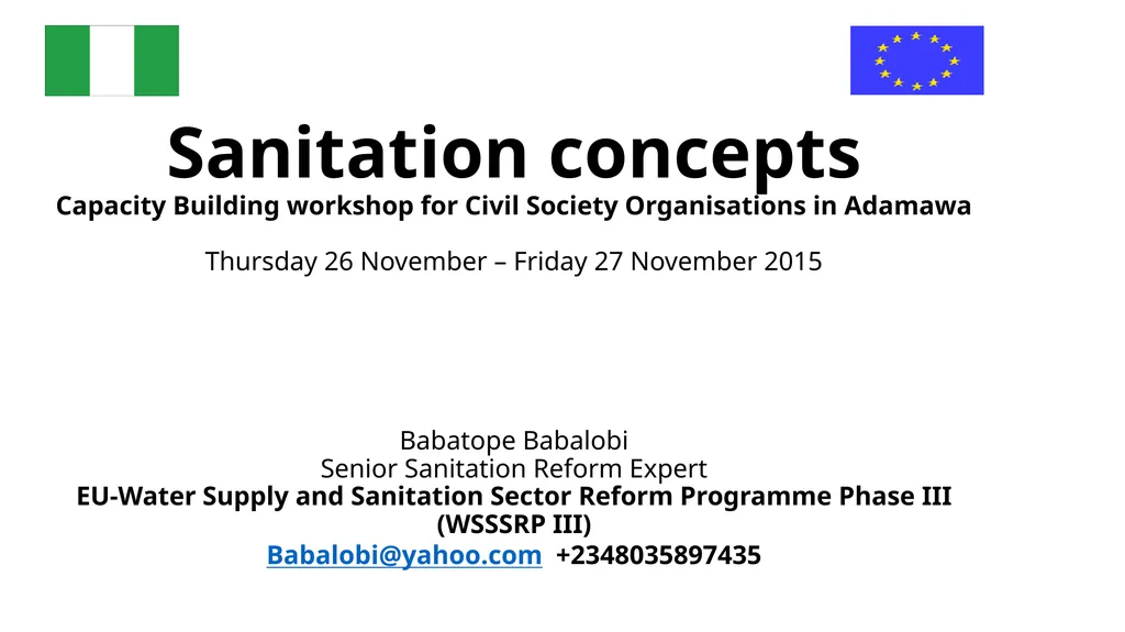 Sanitation concepts Capacity Building workshop for - slide 1 of 25