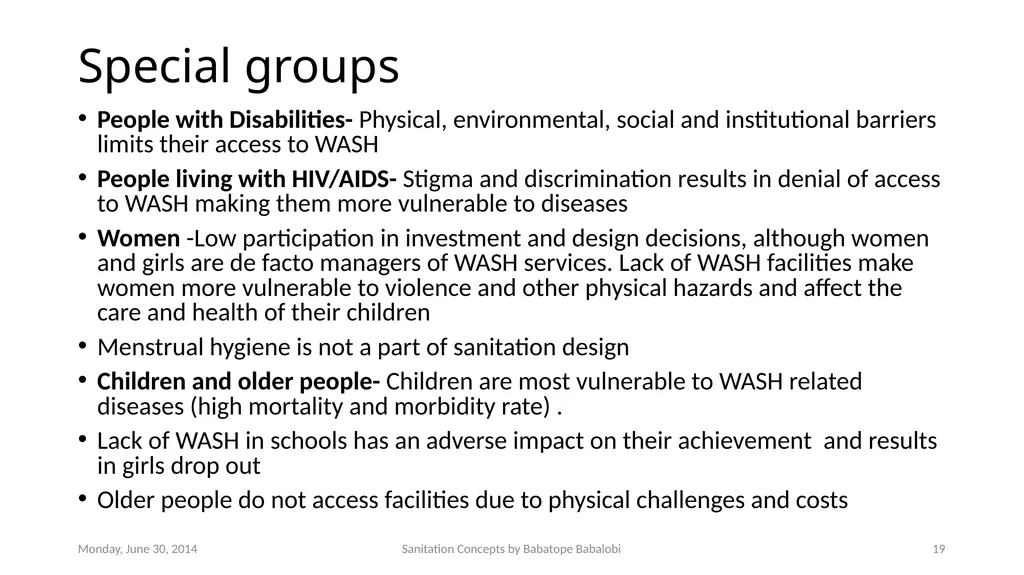 Sanitation concepts Capacity Building workshop for - slide 19 of 25