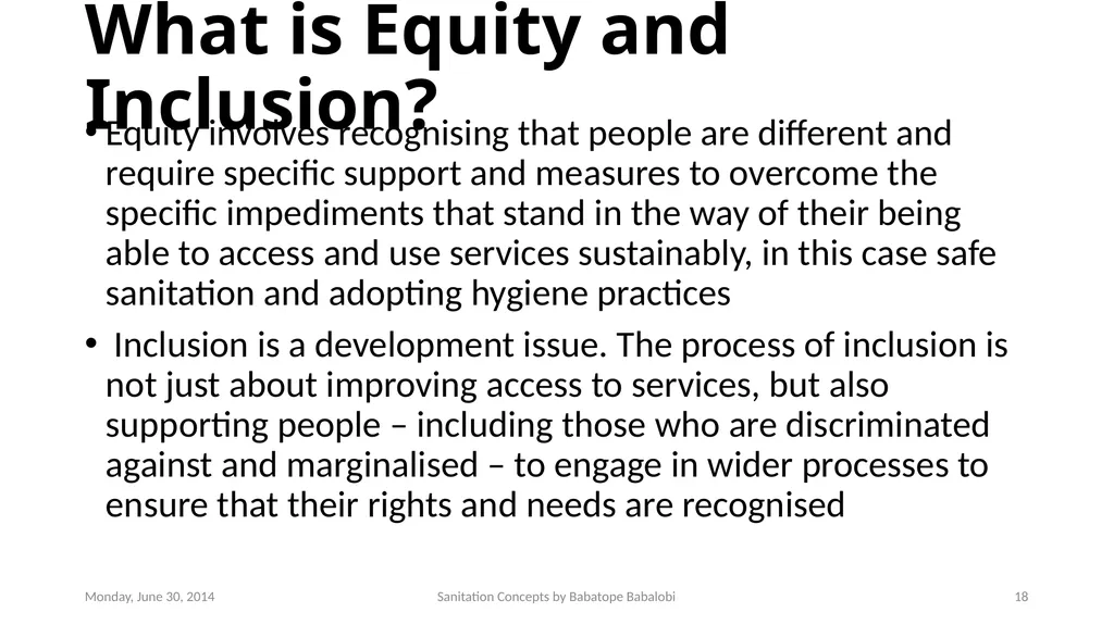 Sanitation concepts Capacity Building workshop for - slide 18 of 25