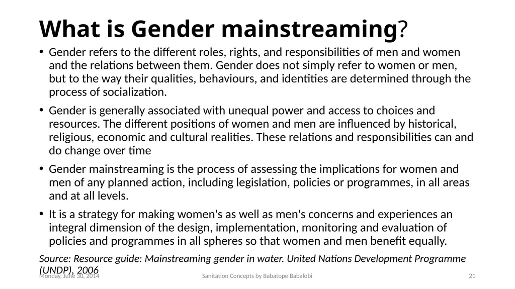 Sanitation concepts Capacity Building workshop for - slide 21 of 25