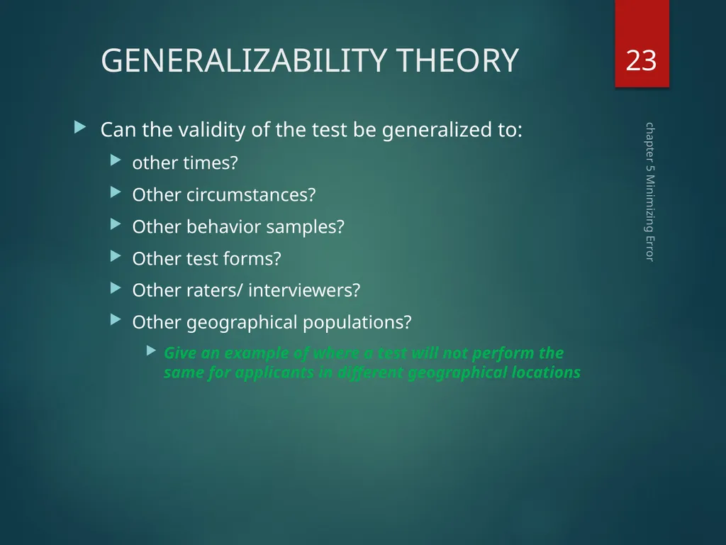 Part II Knowing How to Assess Chapter 5 Minimizing - slide 23 of 25
