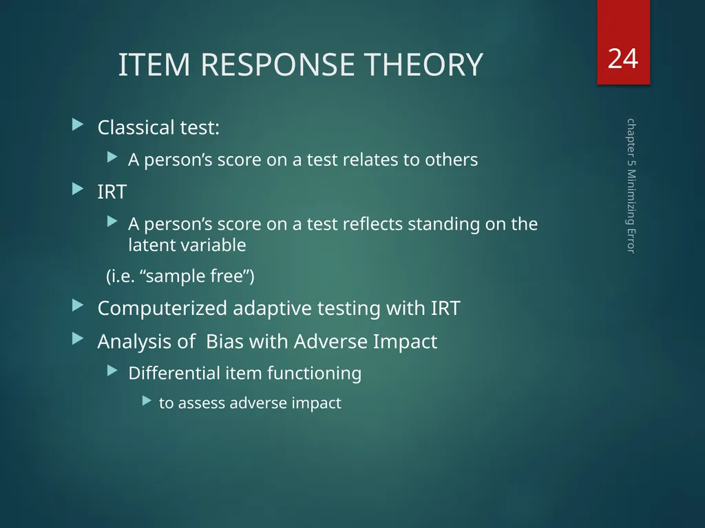 Part II Knowing How to Assess Chapter 5 Minimizing - slide 24 of 25