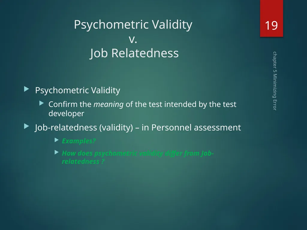 Part II Knowing How to Assess Chapter 5 Minimizing - slide 19 of 25