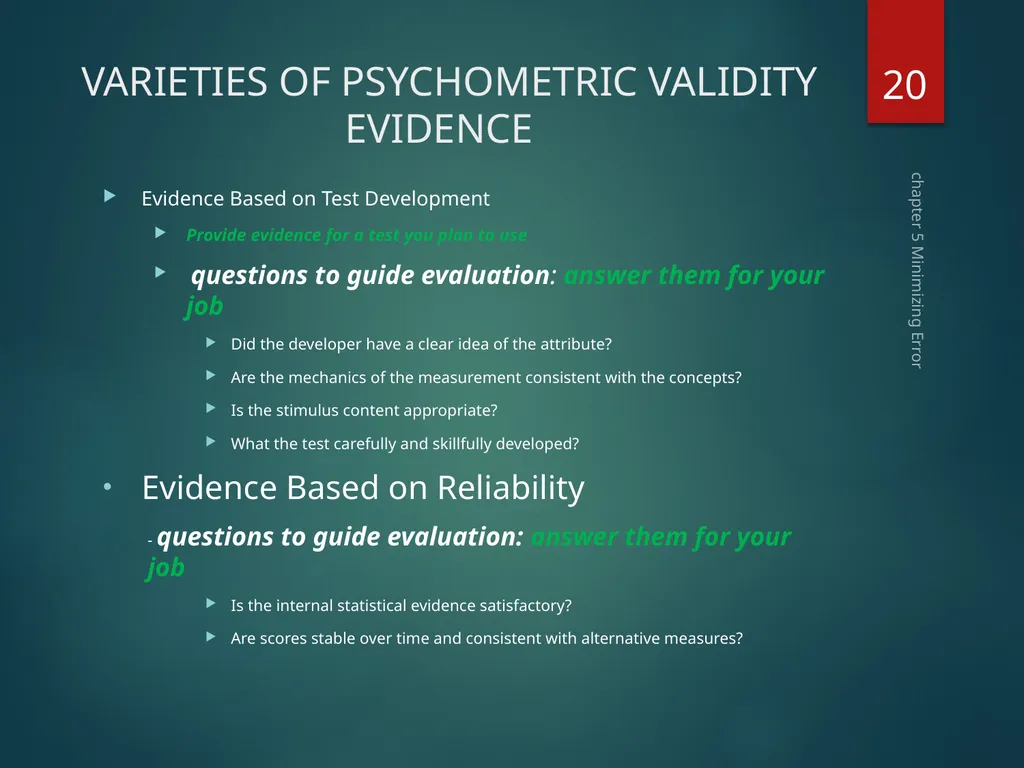 Part II Knowing How to Assess Chapter 5 Minimizing - slide 20 of 25