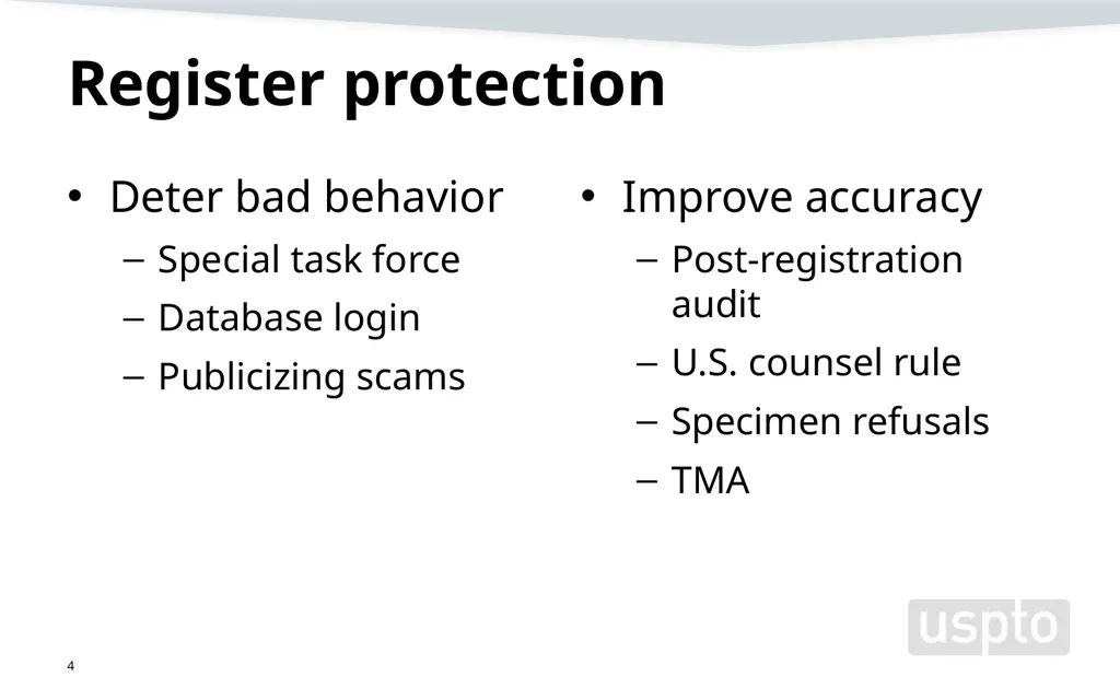 Trademark Modernization Act (TMA) Amy Cotton - slide 4 of 16