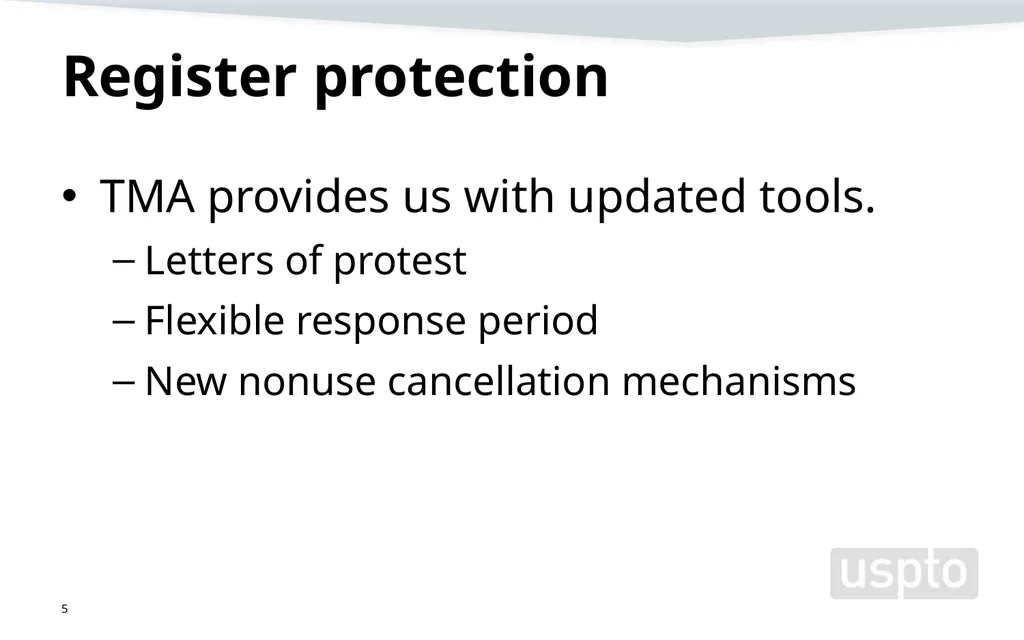 Trademark Modernization Act (TMA) Amy Cotton - slide 5 of 16