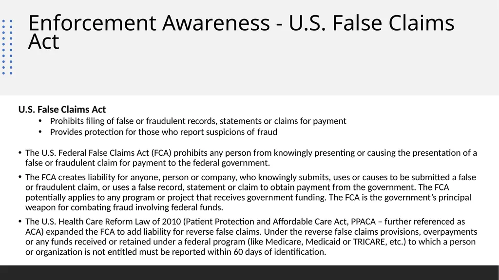 Fraud, Waste & Abuse Overview: General Compliance - slide 11 of 24