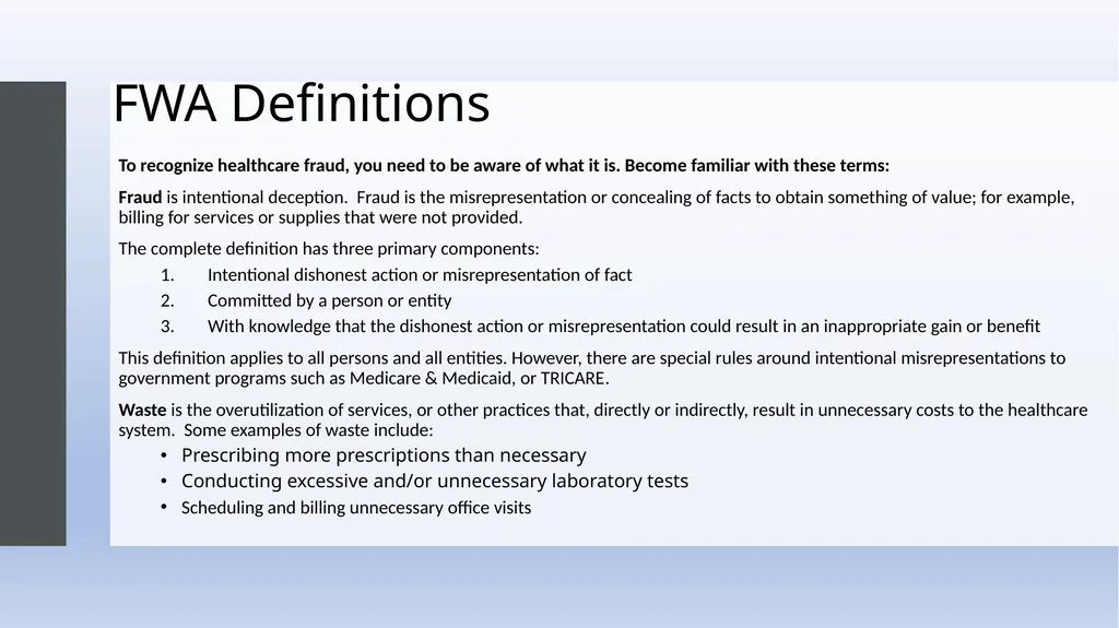 Fraud, Waste & Abuse Overview: General Compliance - slide 3 of 24