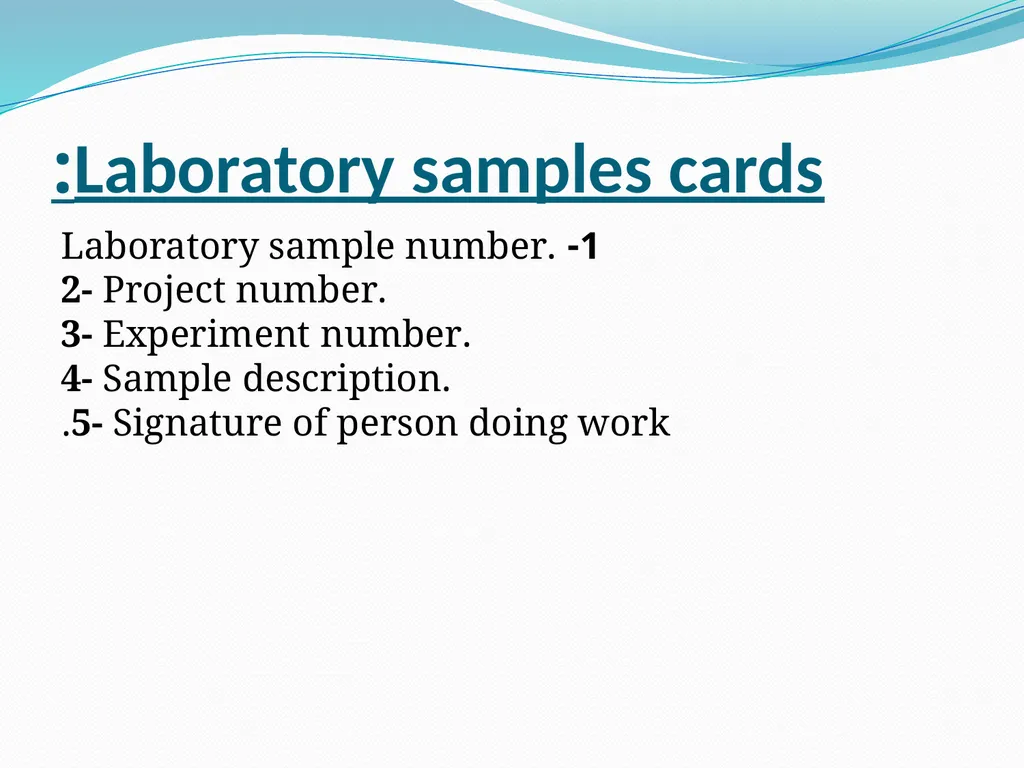 How to take sample for analysis Taking the samples - slide 13 of 13