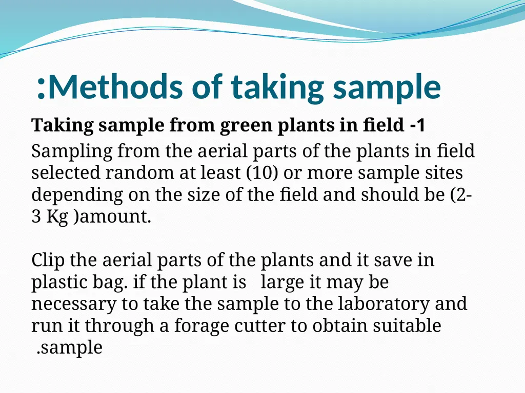 How to take sample for analysis Taking the samples - slide 5 of 13