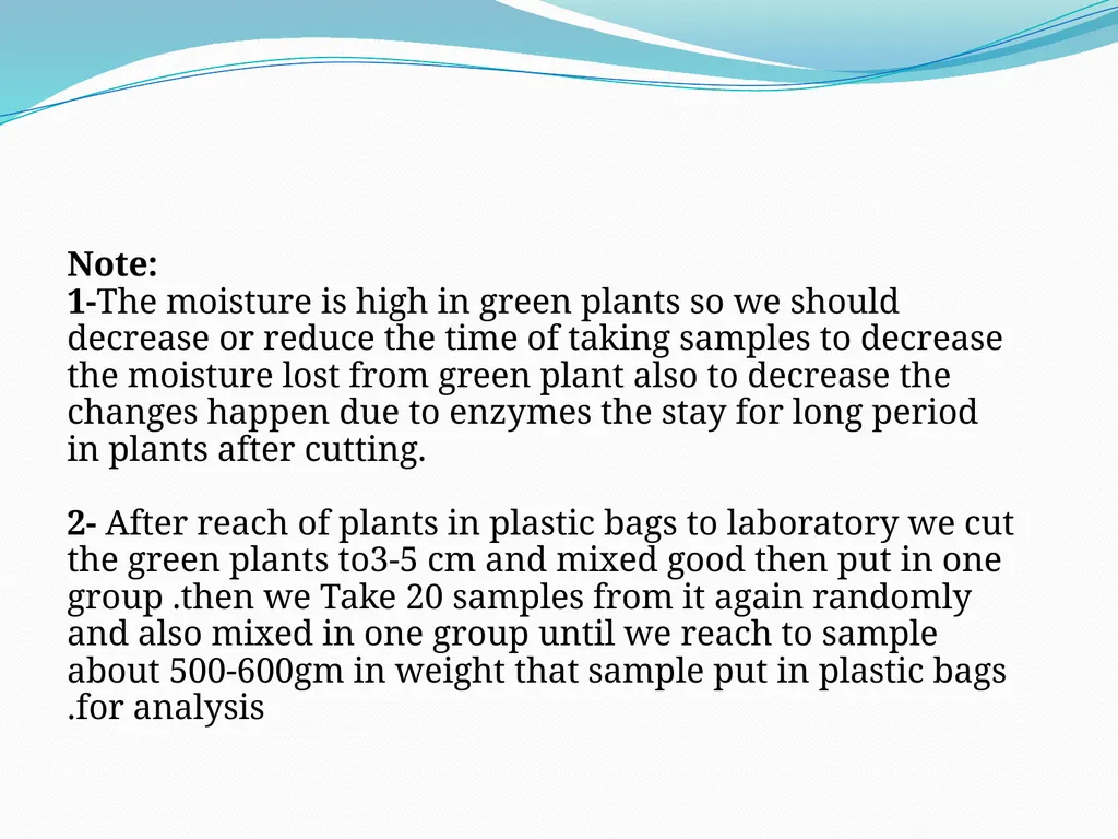 How to take sample for analysis Taking the samples - slide 6 of 13