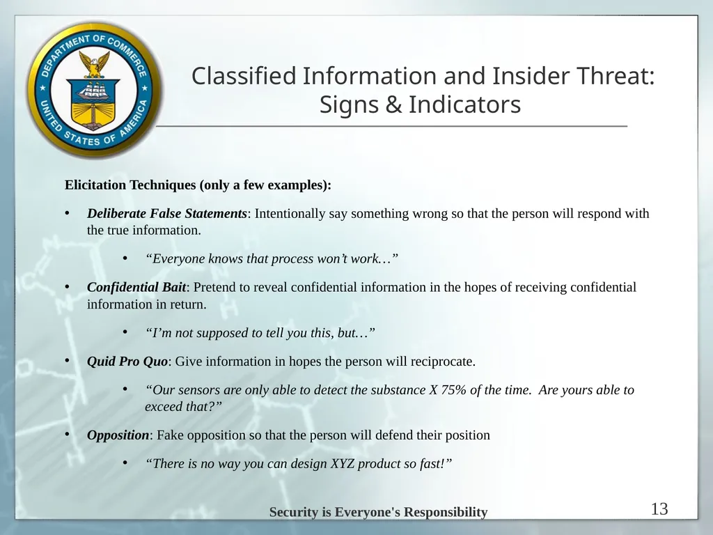 Espionage Indicators Updated 8/2016 U.S. - slide 13 of 39