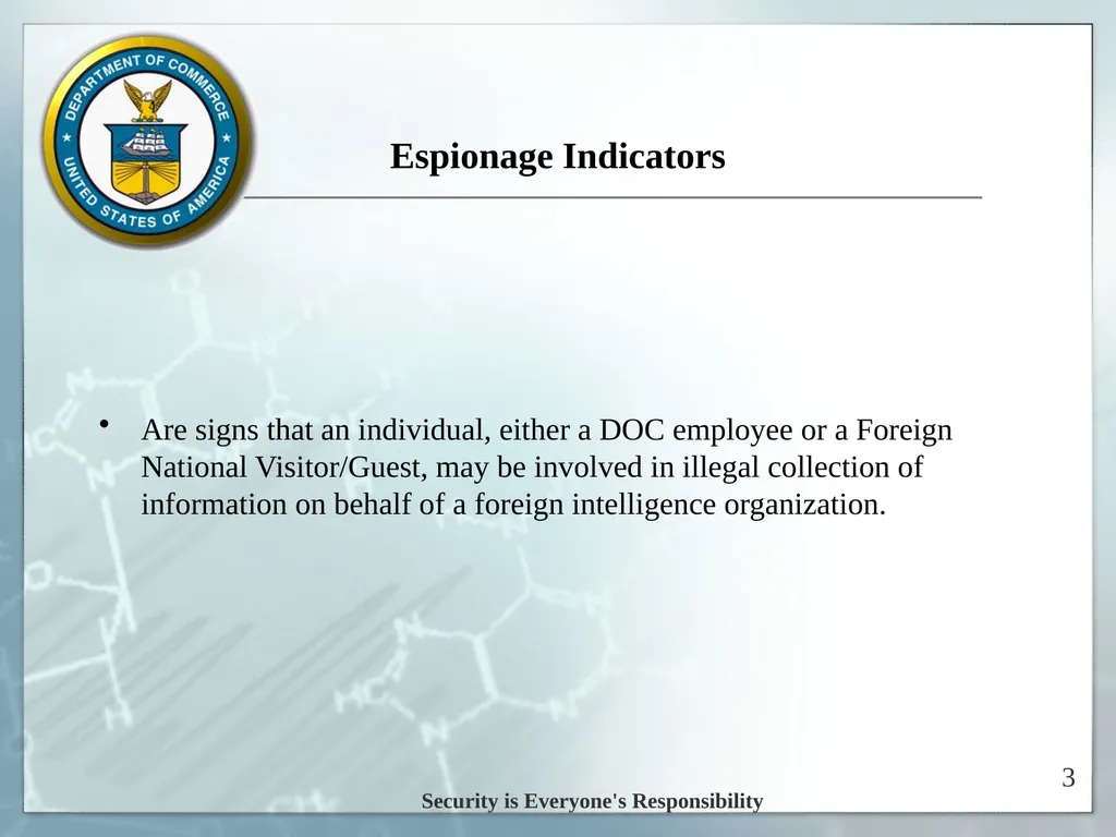 Espionage Indicators Updated 8/2016 U.S. - slide 3 of 39