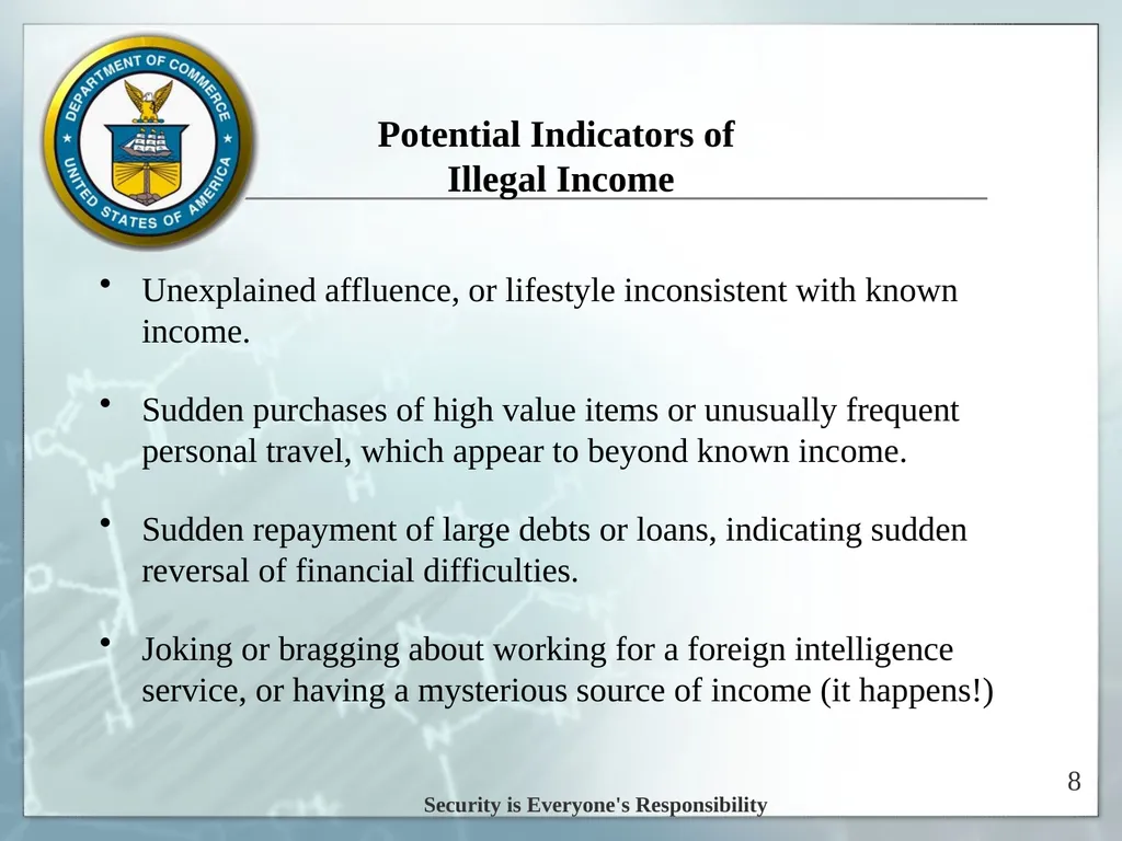 Espionage Indicators Updated 8/2016 U.S. - slide 8 of 39