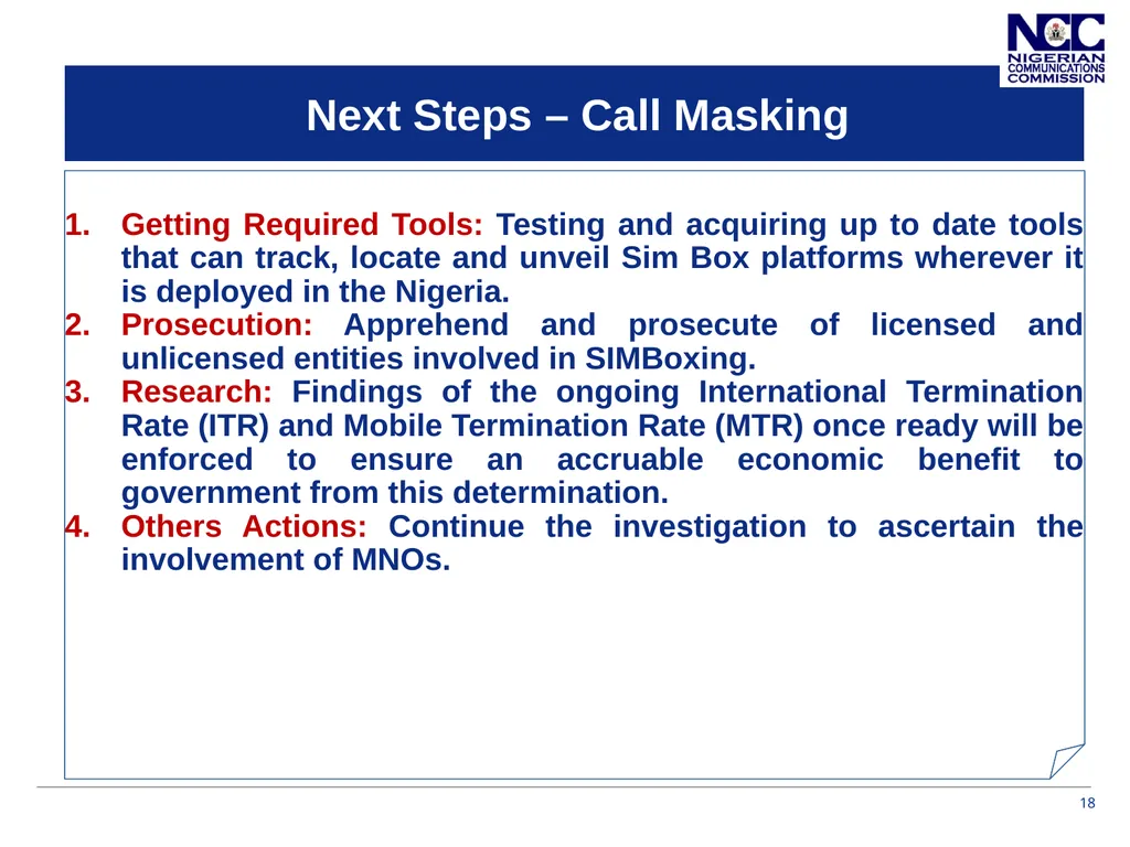 Presentation on Call Masking and Pre-Registered - slide 18 of 20