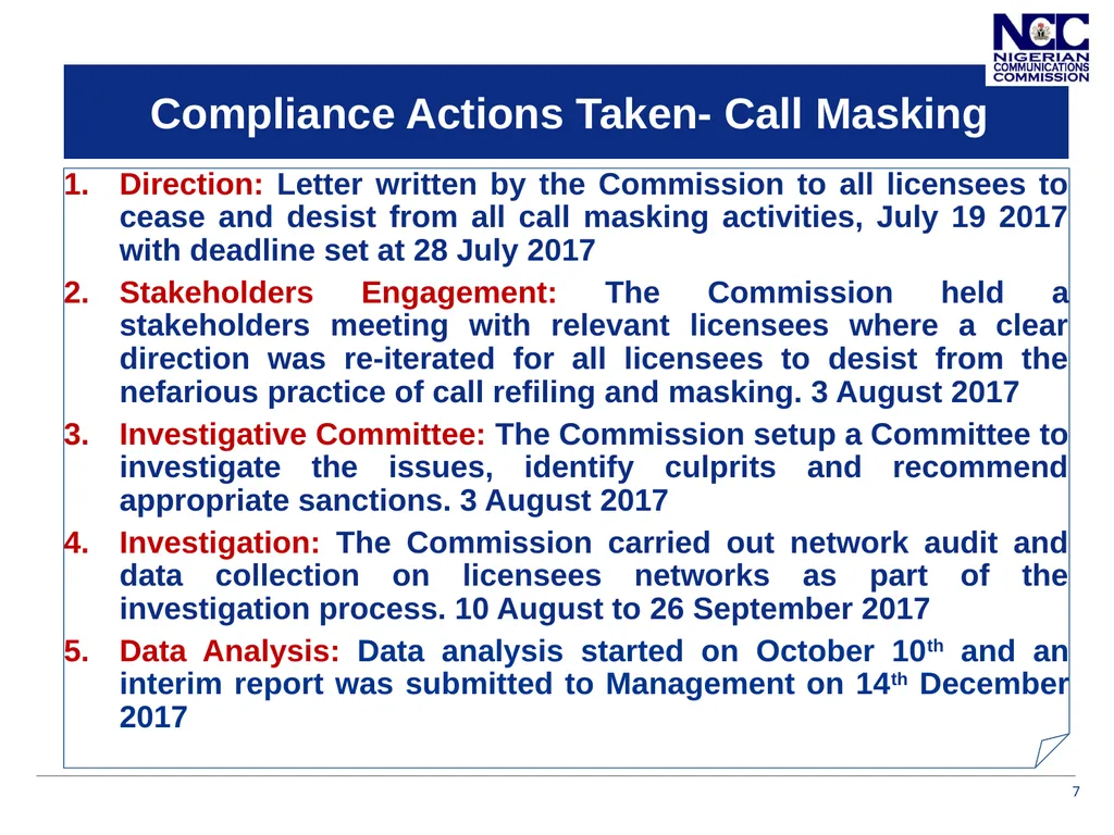 Presentation on Call Masking and Pre-Registered - slide 7 of 20