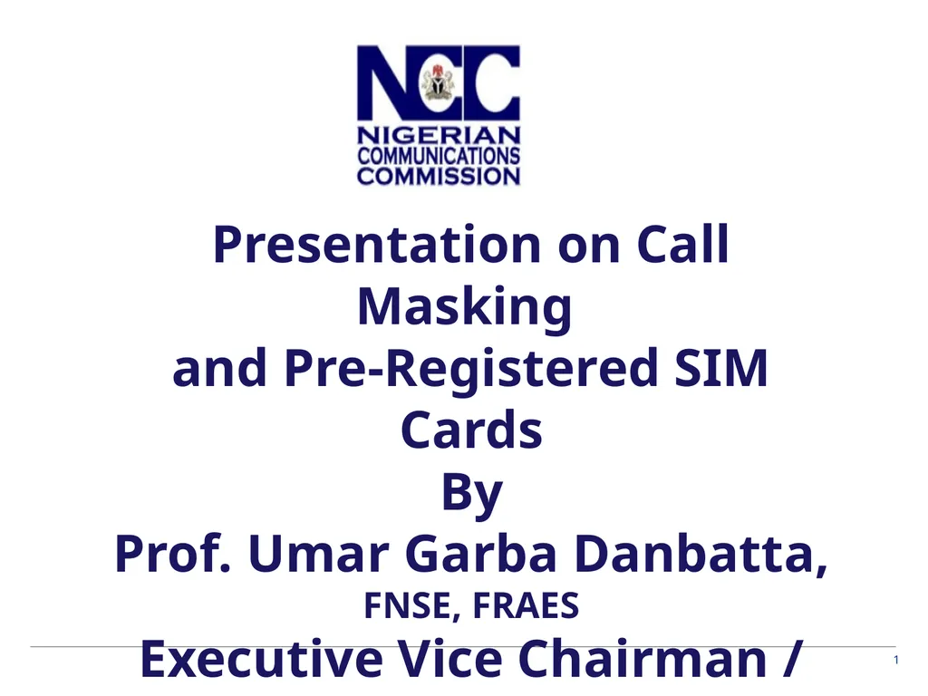 Presentation on Call Masking and Pre-Registered - slide 1 of 20