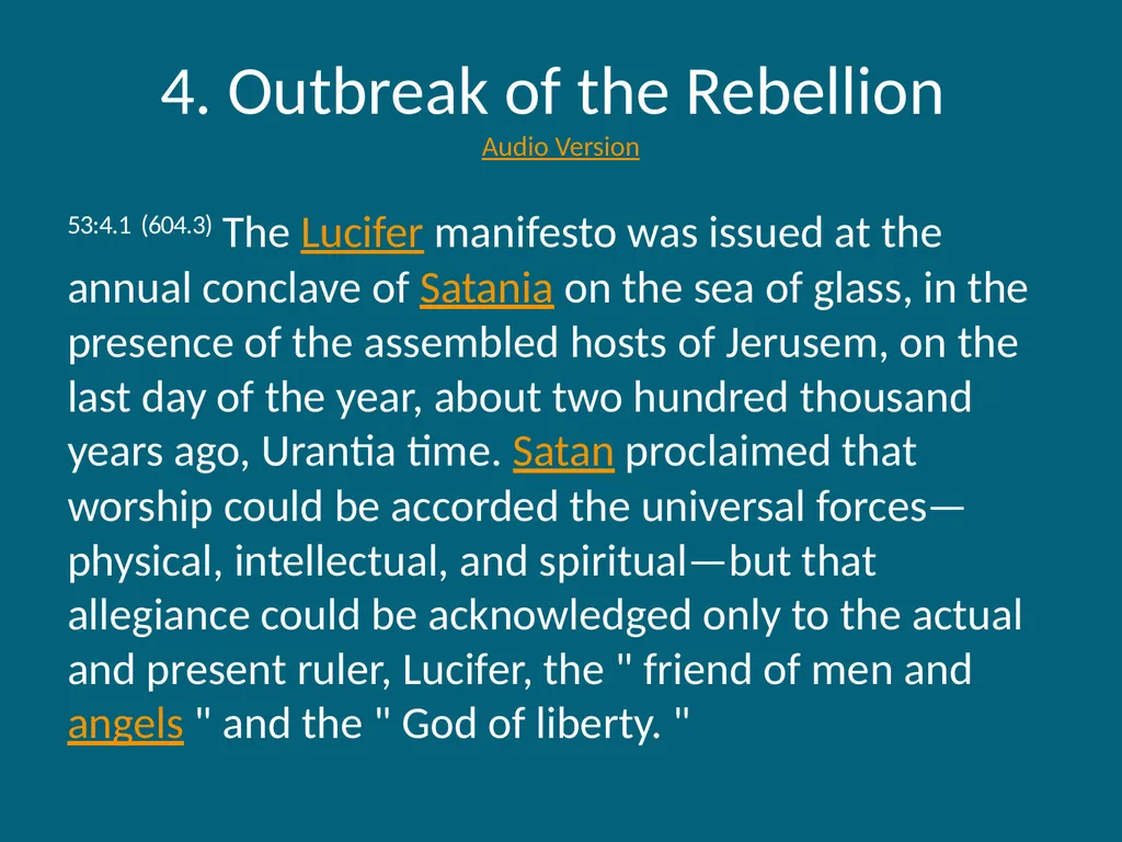 The Urantia Book Paper 53 The Lucifer Rebellion - slide 22 of 75