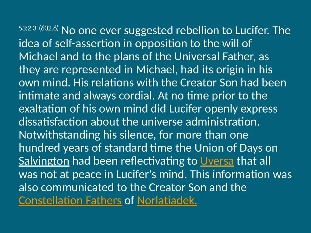 The Urantia Book Paper 53 The Lucifer Rebellion - slide 12 of 75