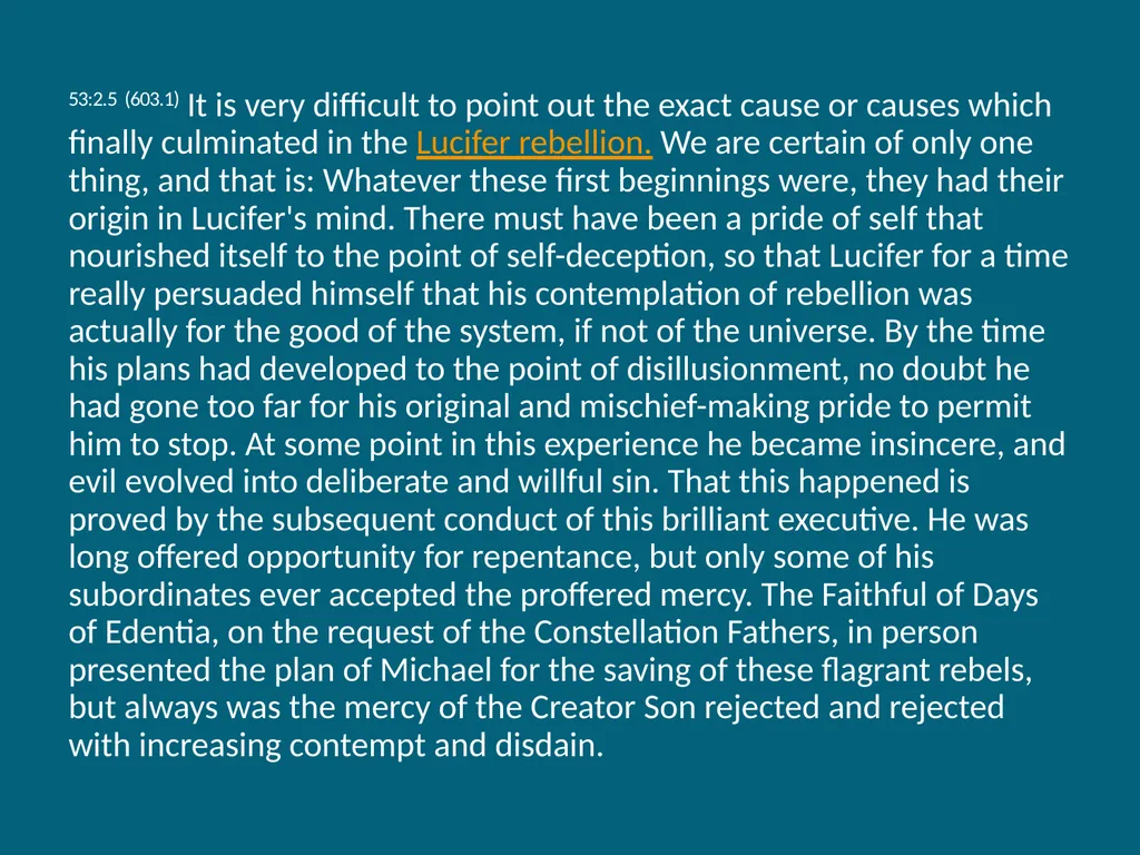 The Urantia Book Paper 53 The Lucifer Rebellion - slide 14 of 75