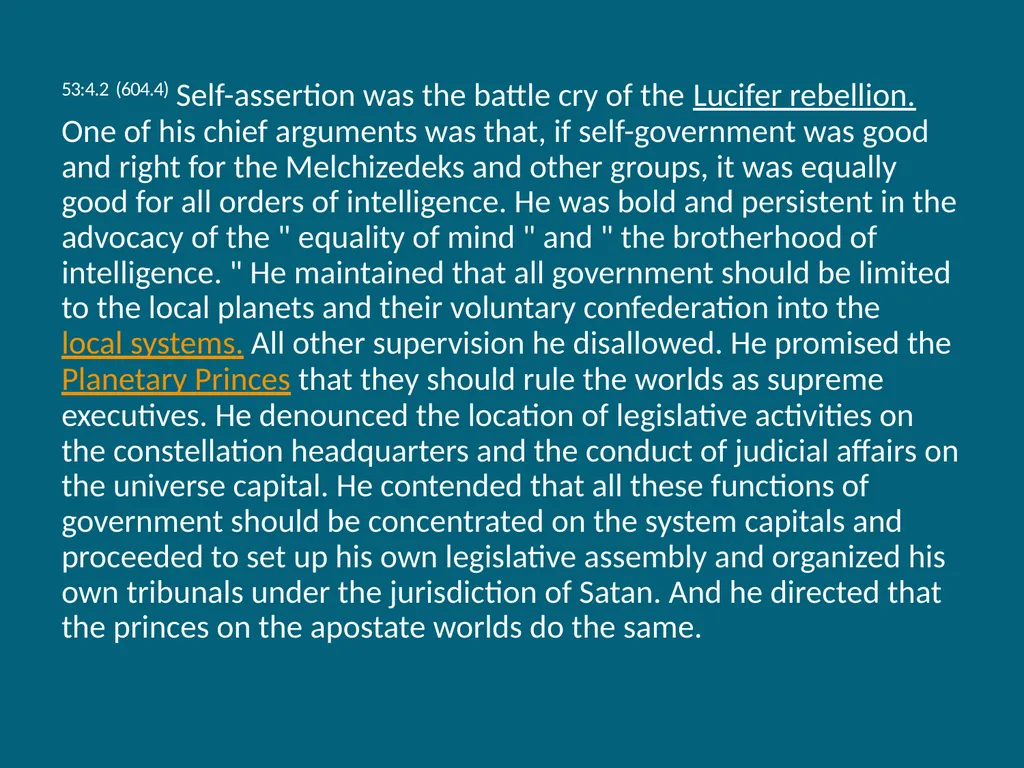 The Urantia Book Paper 53 The Lucifer Rebellion - slide 23 of 75
