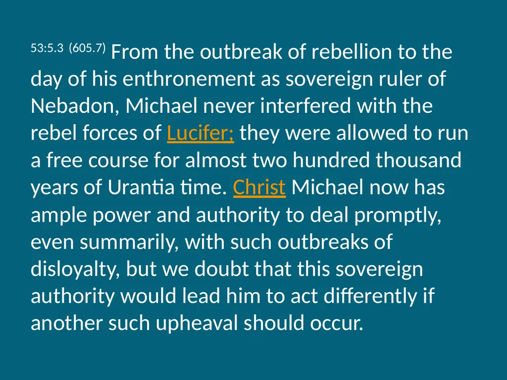 The Urantia Book Paper 53 The Lucifer Rebellion - slide 31 of 75
