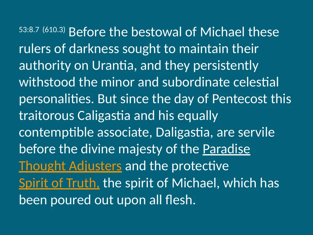 The Urantia Book Paper 53 The Lucifer Rebellion - slide 63 of 75