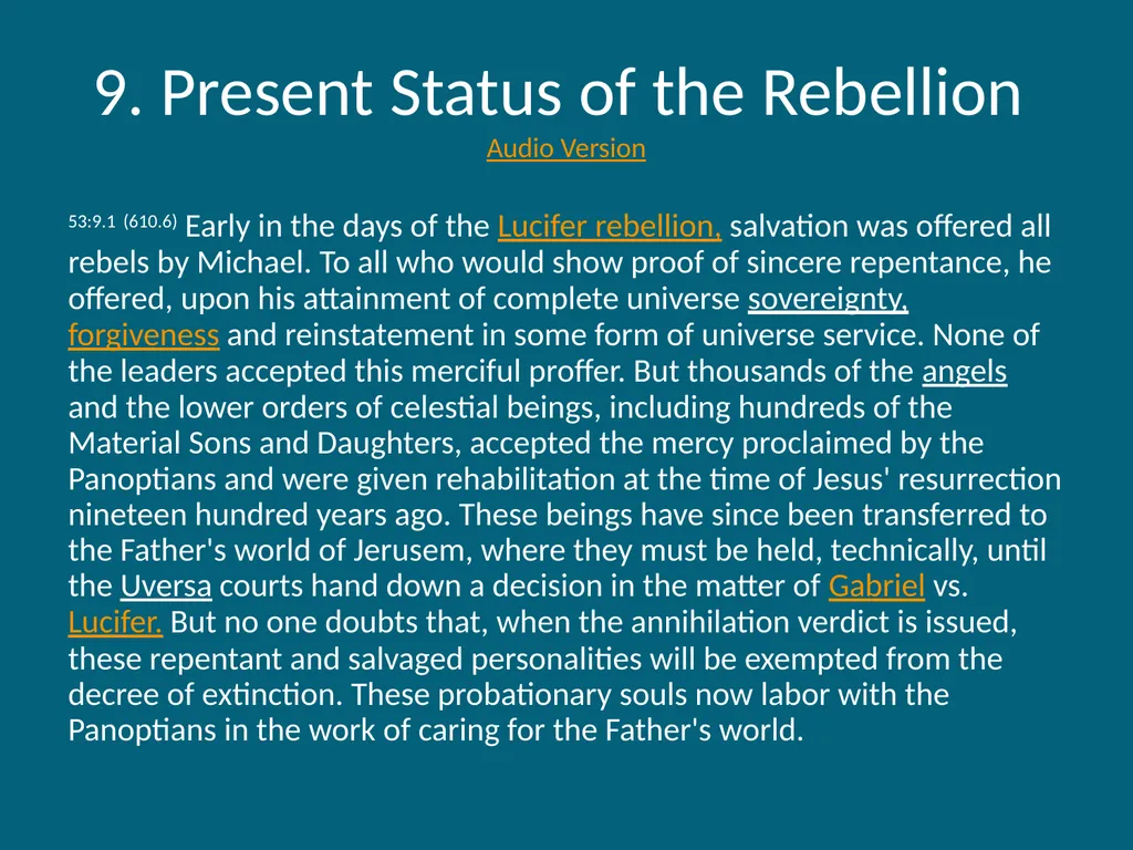 The Urantia Book Paper 53 The Lucifer Rebellion - slide 66 of 75