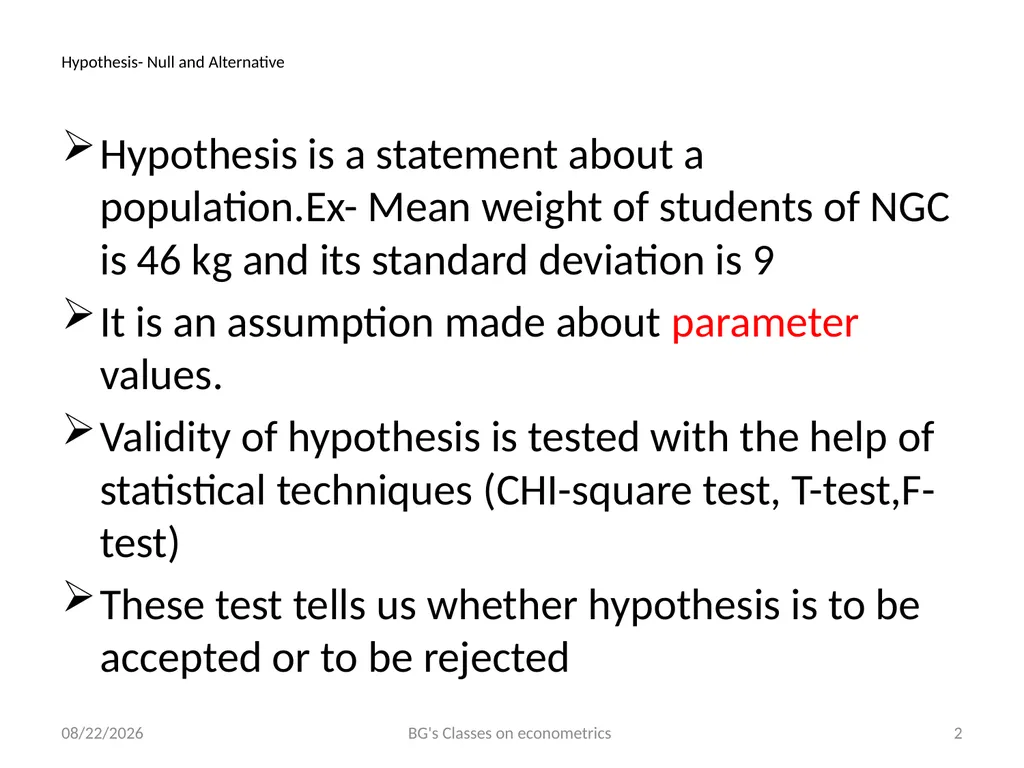 Binod Goswami’s Classes on Econometrics B.A. - slide 2 of 8