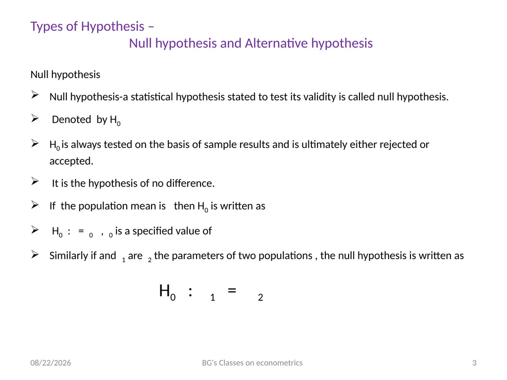 Binod Goswami’s Classes on Econometrics B.A. - slide 3 of 8