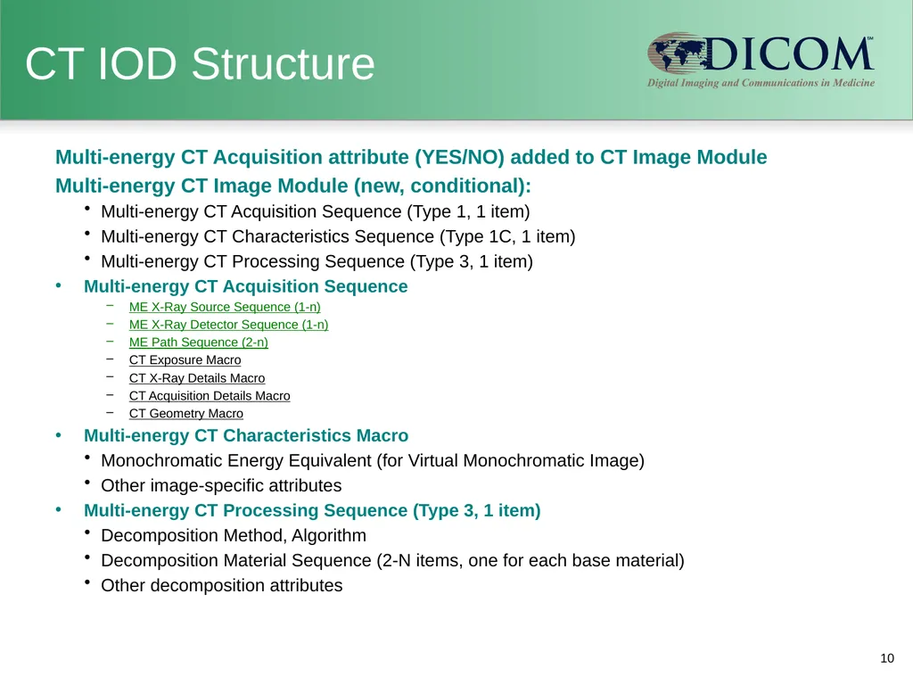 Supplement 188: Multi-energy CT Imaging DICOM - slide 10 of 15
