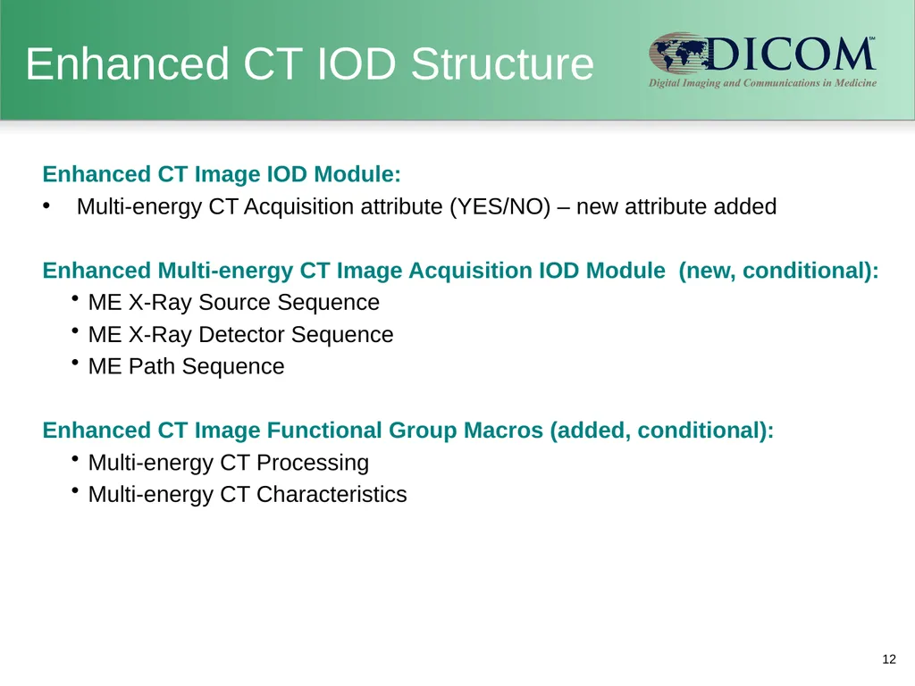 Supplement 188: Multi-energy CT Imaging DICOM - slide 12 of 15