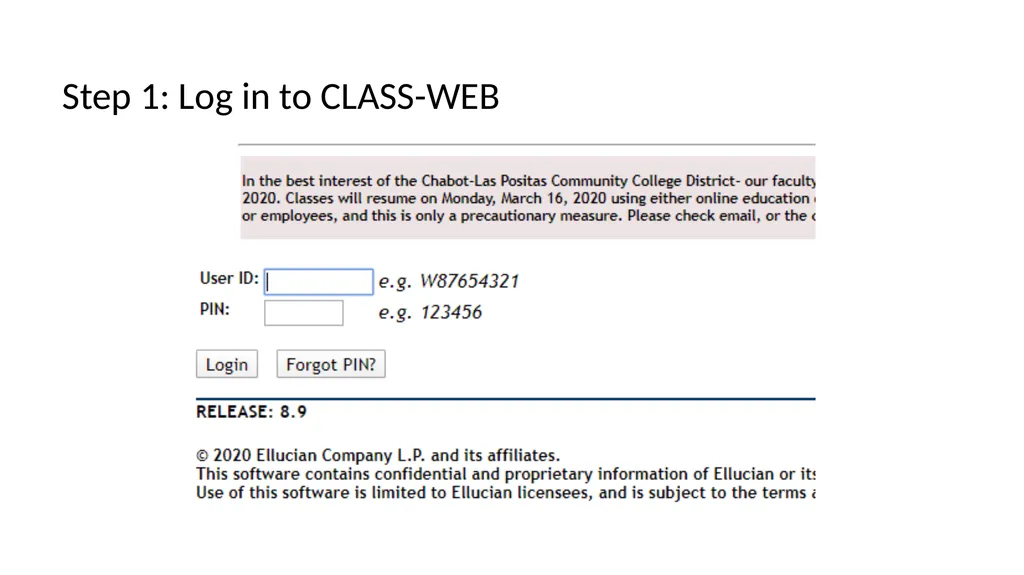 How to E-mail Students via CLASS-WEB Step 1: Log - slide 2 of 8