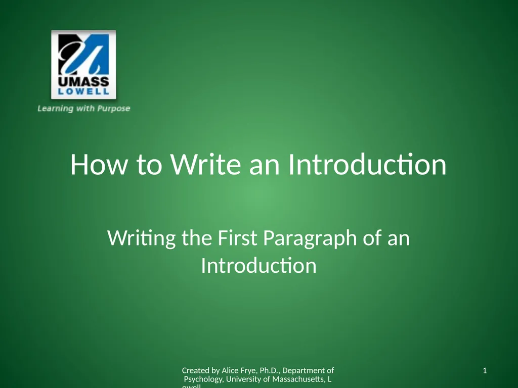 How to Write an Introduction Writing the First - slide 1 of 17