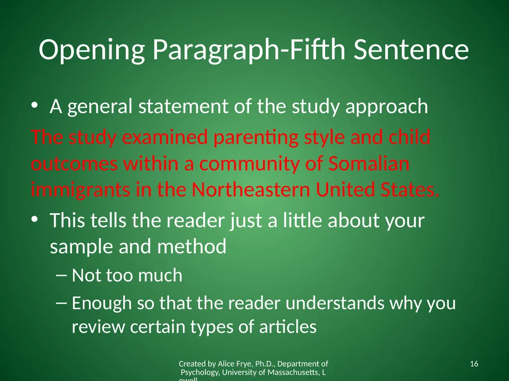 How to Write an Introduction Writing the First - slide 16 of 17