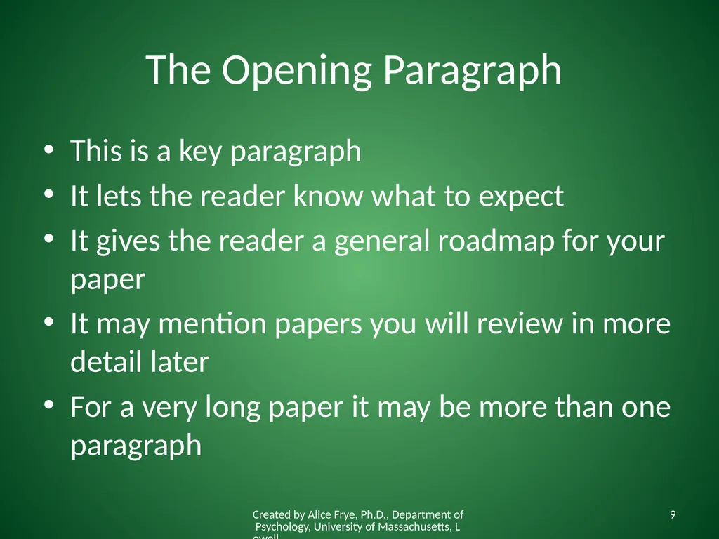 How to Write an Introduction Writing the First - slide 9 of 17
