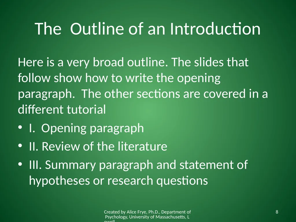 How to Write an Introduction Writing the First - slide 8 of 17