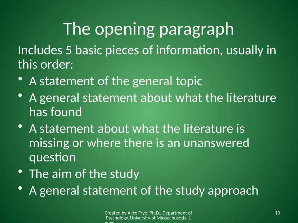 How to Write an Introduction Writing the First - slide 10 of 17