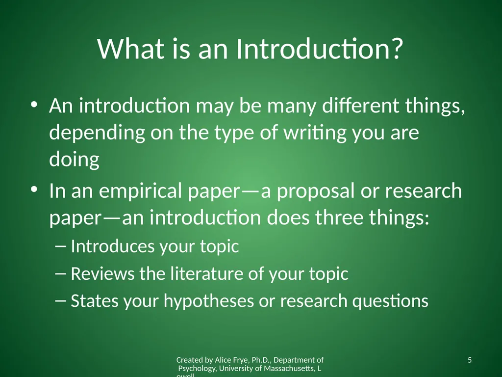 How to Write an Introduction Writing the First - slide 5 of 17