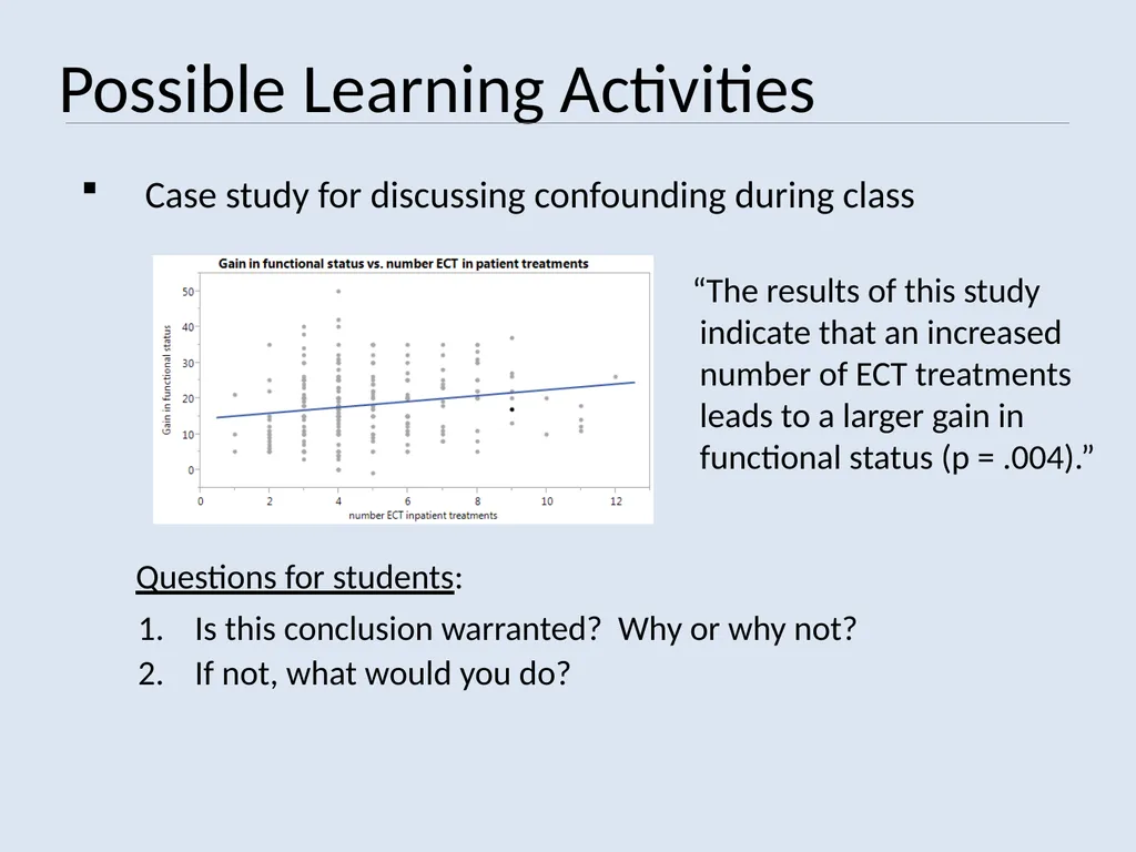 TEACHING STUDY DESIGN PRINCIPLES VS. DATA ANALYSIS - slide 12 of 19