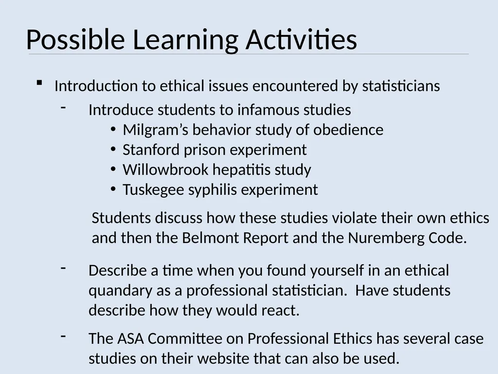 TEACHING STUDY DESIGN PRINCIPLES VS. DATA ANALYSIS - slide 15 of 19