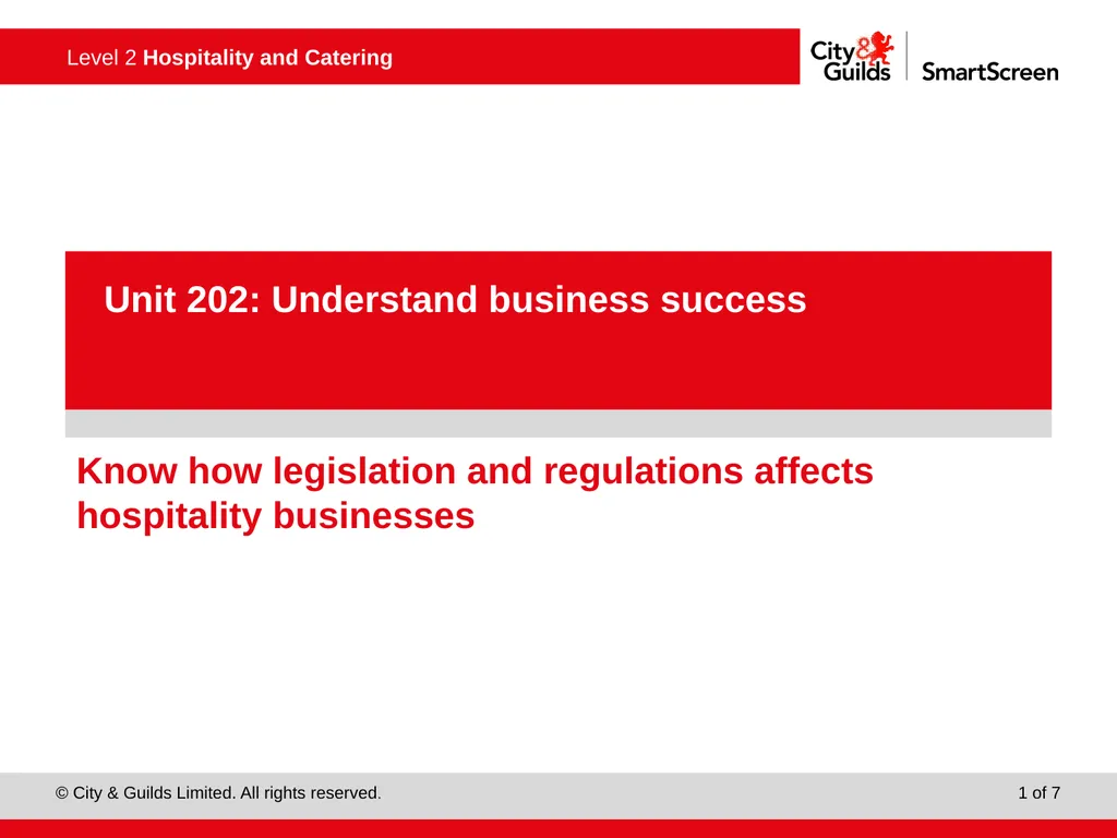 Know how legislation and regulations affects - slide 1 of 7