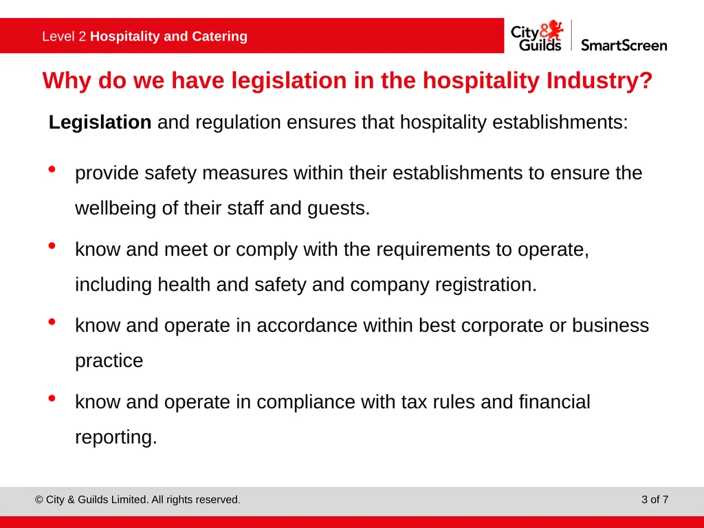 Know how legislation and regulations affects - slide 3 of 7