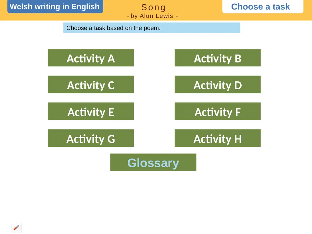 Choose a task Choose a task based on the poem. - slide 1 of 15