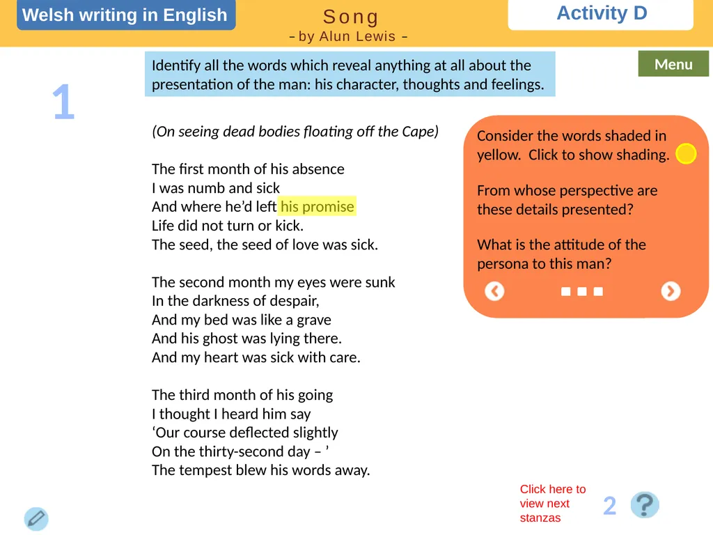 Choose a task Choose a task based on the poem. - slide 6 of 15