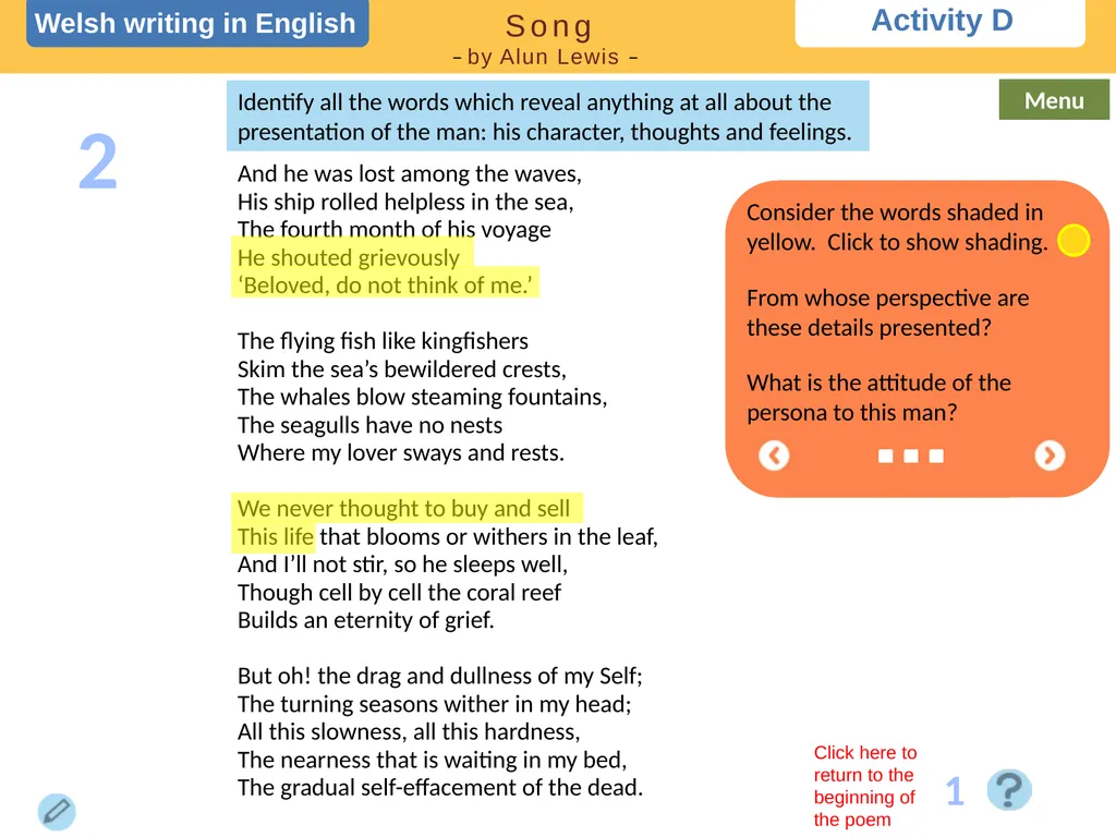 Choose a task Choose a task based on the poem. - slide 7 of 15
