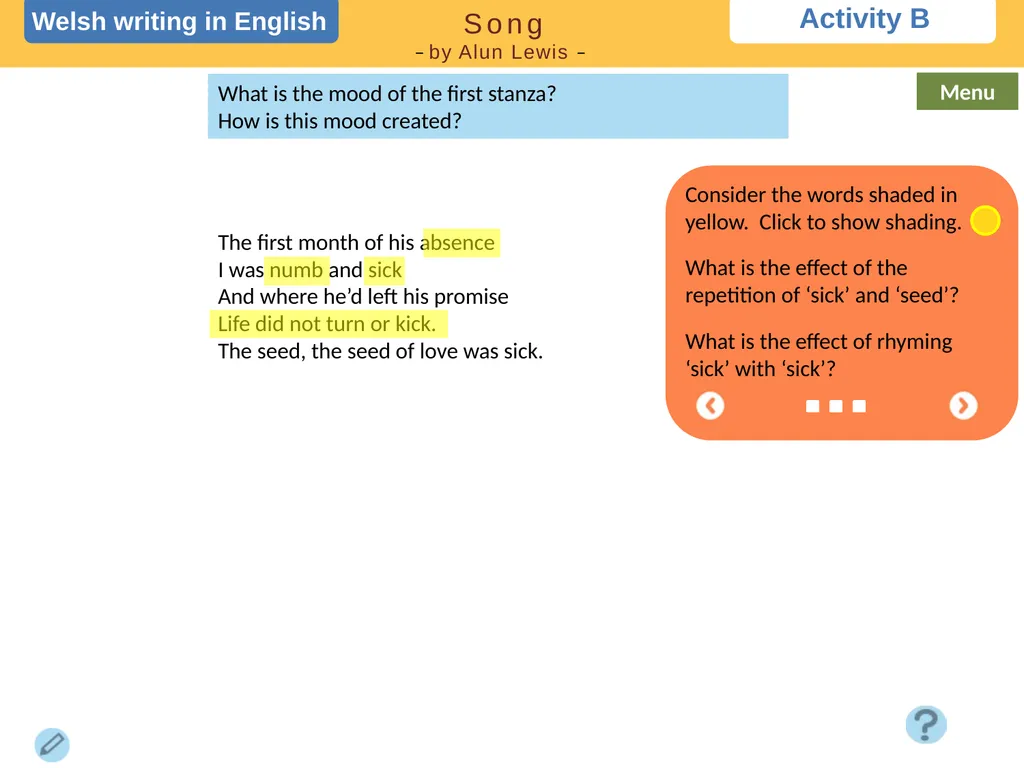 Choose a task Choose a task based on the poem. - slide 4 of 15