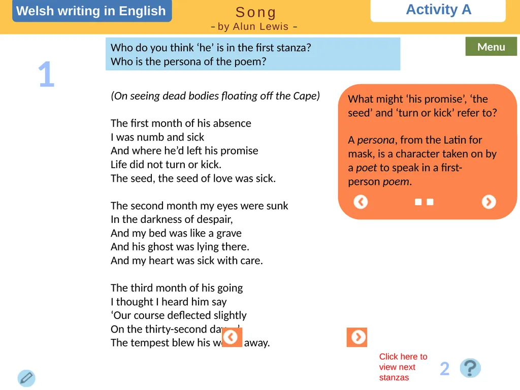 Choose a task Choose a task based on the poem. - slide 2 of 15